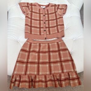 Girls Plaid Skirt Set